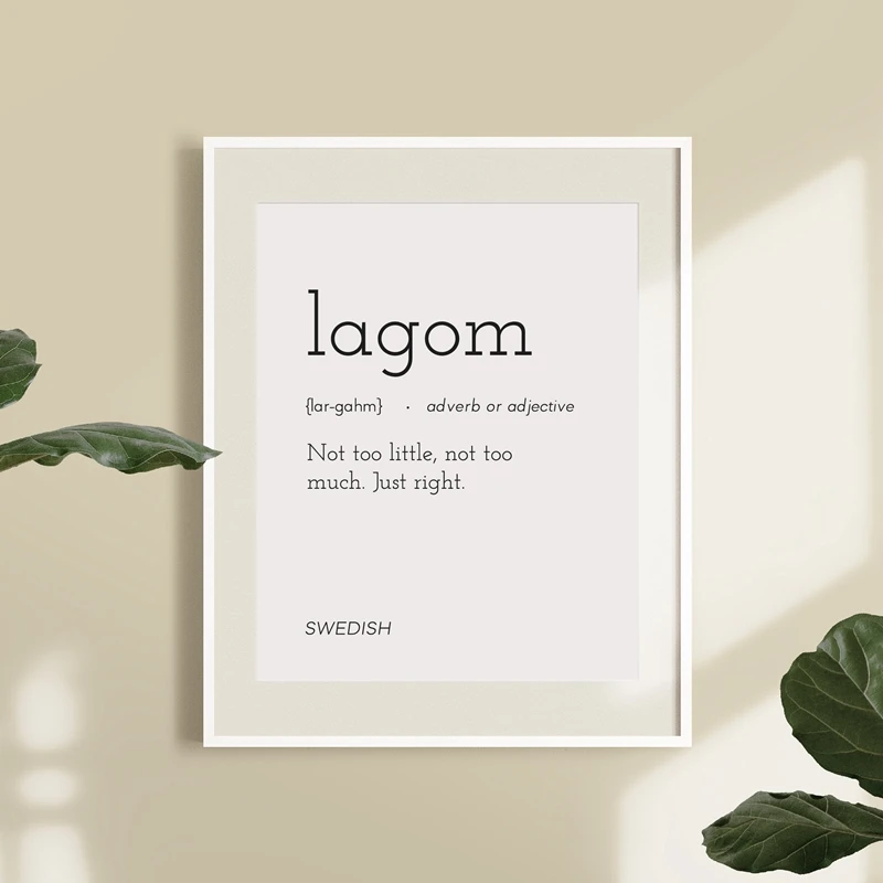 Lagom Arbejdsglæde Velbekomme определение Nordic Плакаты и принты минимальной работе настенный