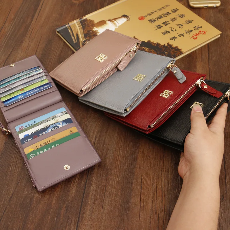 

Card Bag Women's Multi Card Card Card Bag Ultra Thin Purse Women's Short Zipper Simple Two Fold Wallet Fashion