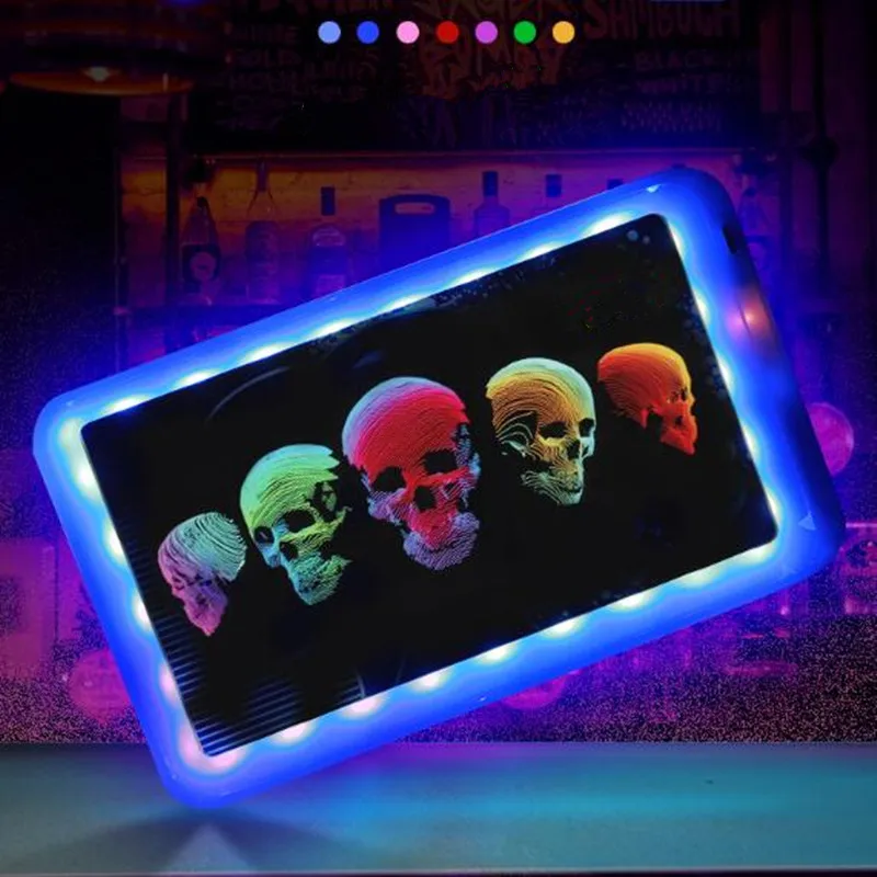 New Cigarette tray for Smoking Accessories Tobacco Rolling Trays Portable LED lights Glow Rolling tray for man