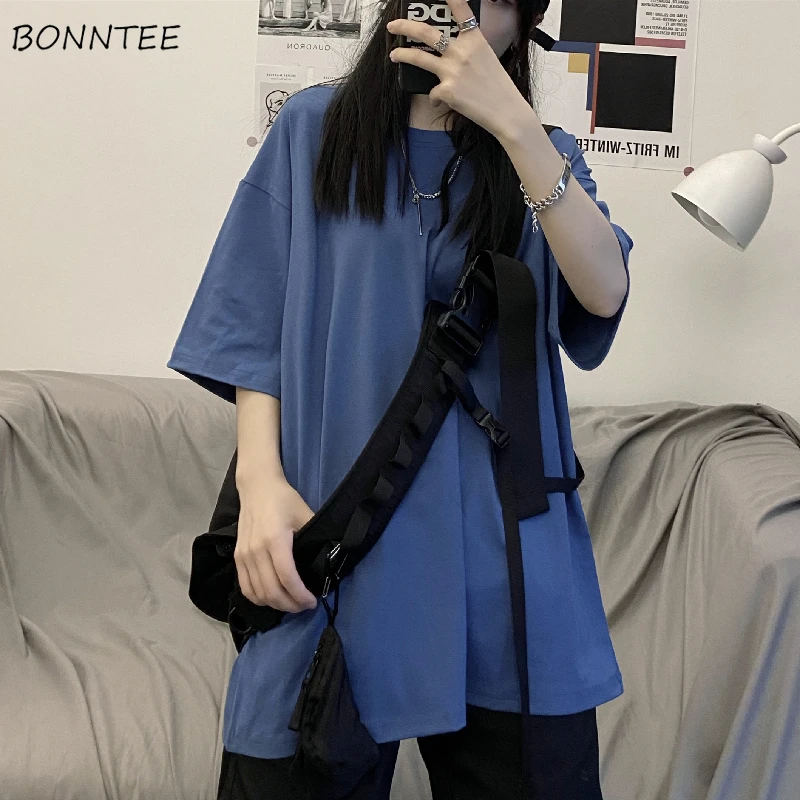 Футболка женская с коротким рукавом однотонная круглым вырезом | Женская одежда