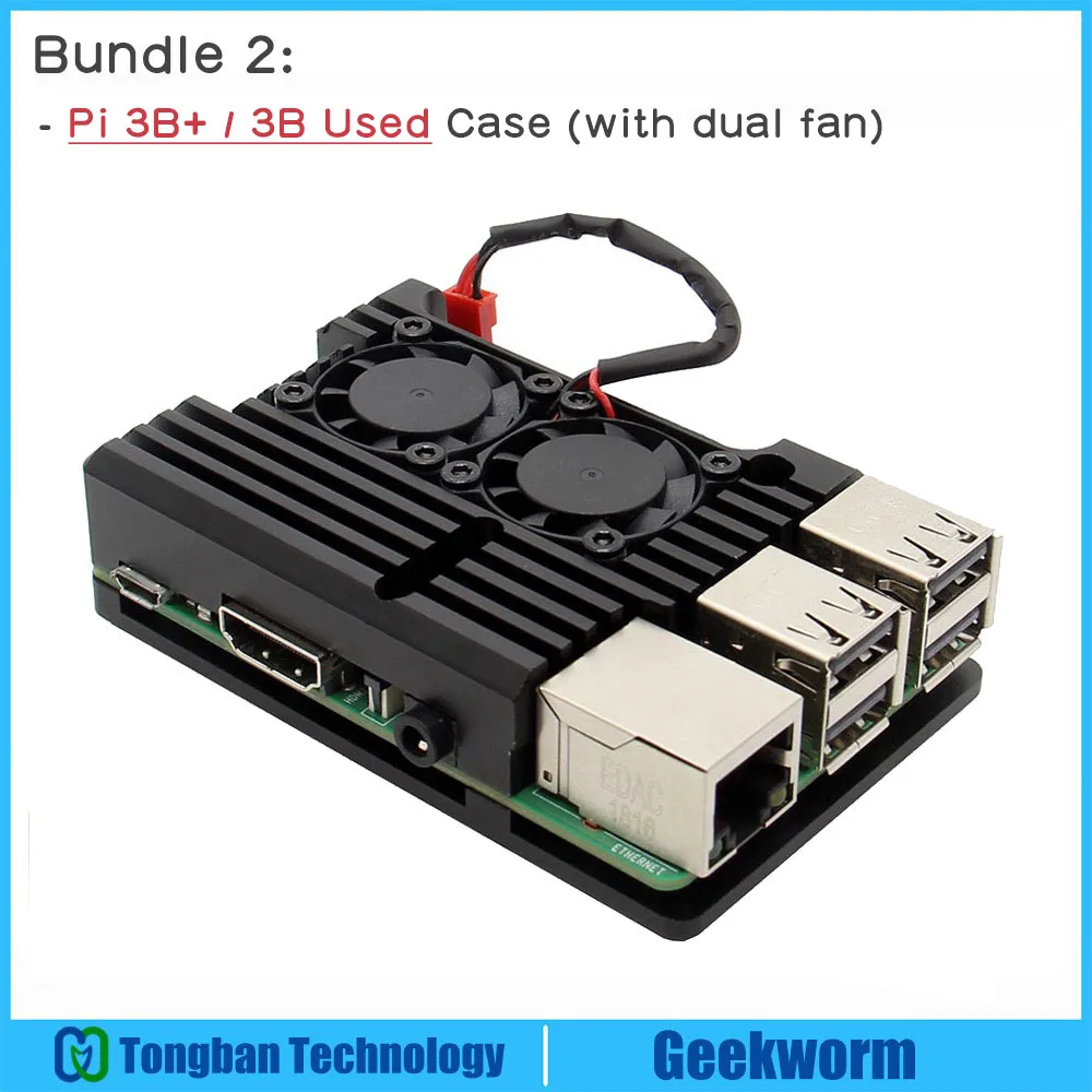 Raspberry Pi защитный чехол/Raspberry Pi металлический чехол пассивное охлаждение/корпус рассеивания тепла для Raspberry Pi 4 Модель B/3B+/3B - Цвет: pi3 Case with 2 fans