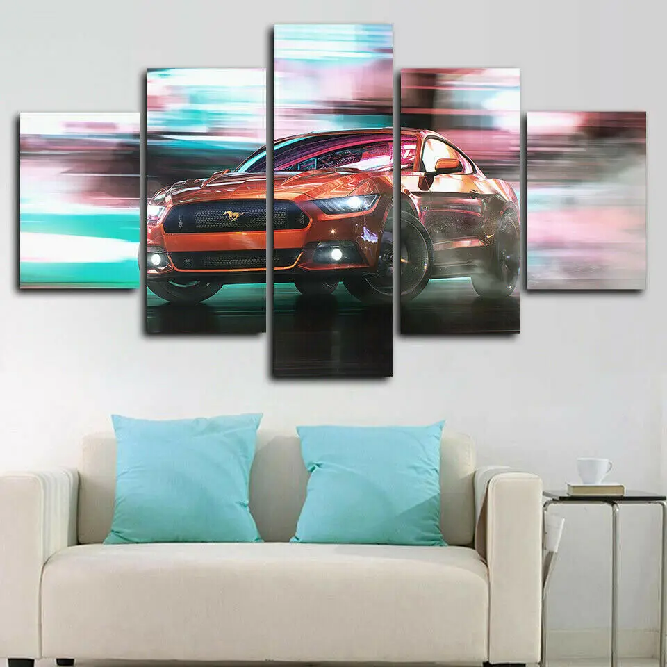 5 панелей на холсте без рамки Ford Mustang Supercar Дрифтинг автомобиль модульный HD