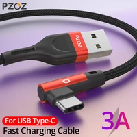 pzoz usb c 90 degree usb type c fast charging cable type c data cord charger usb c for samsung s10 s9 s8 xiaomi redmi note 9s 8