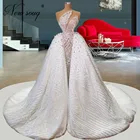Великолепные Длинные свадебные платья, Украшенные бусинами в стиле Саудовской Аравии, свадебные платья 2022, роскошное официальное платье невесты из Дубая