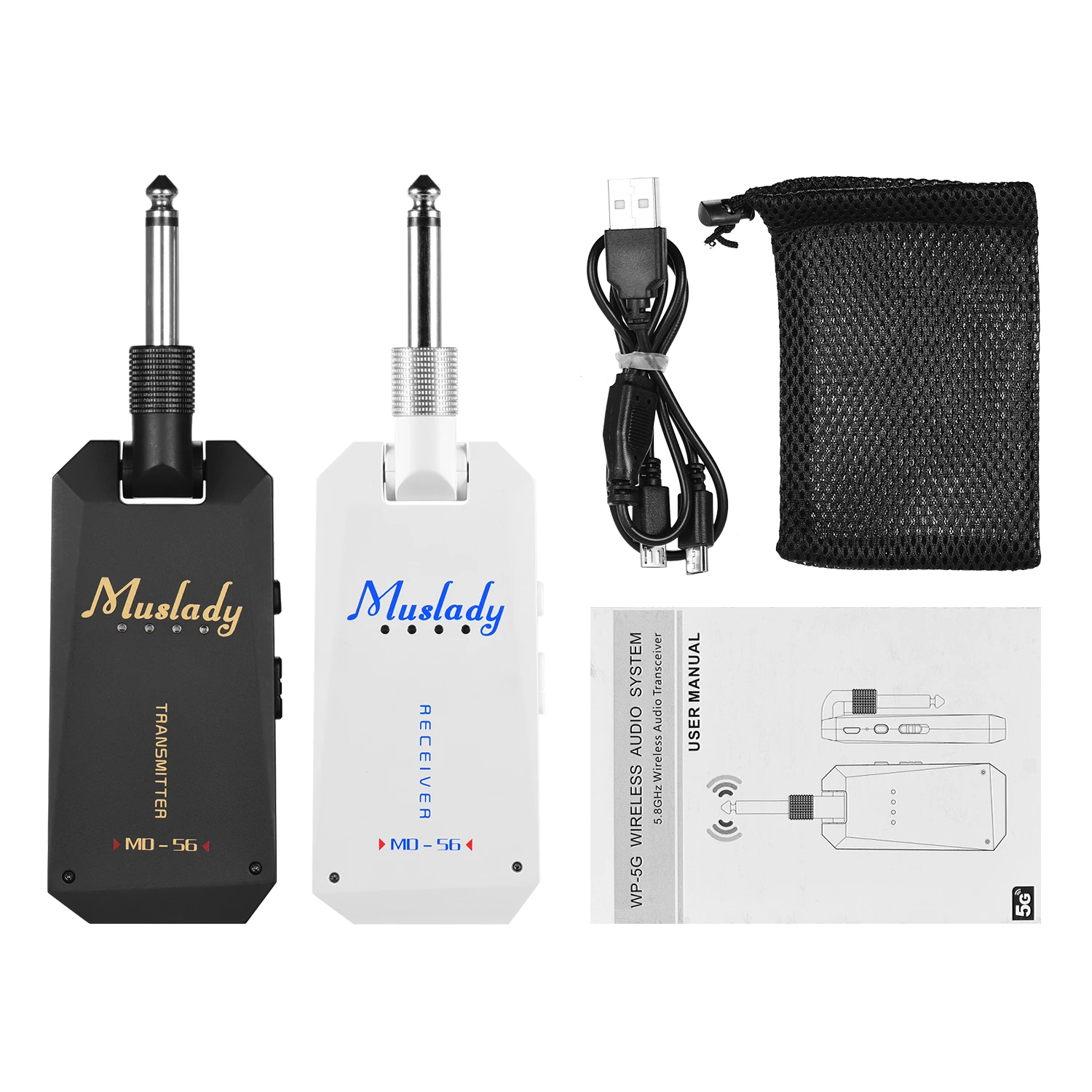 

Muslady MD-5G Wireless 5.8G Guitar System Rechargeable Audio Transmitter and Receiver ISM Band