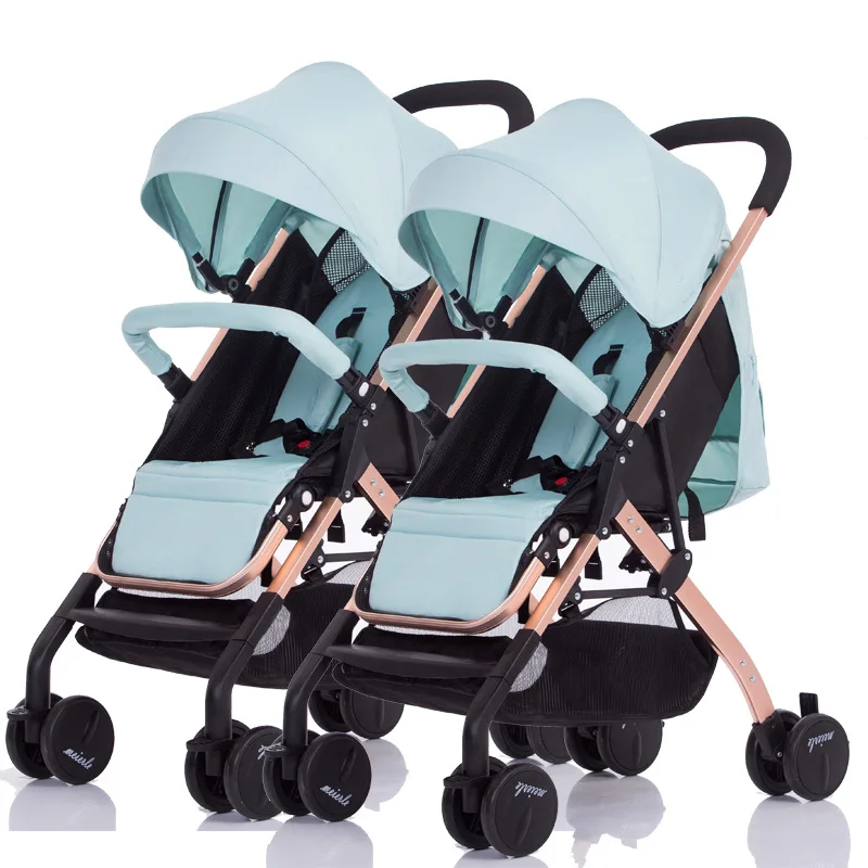 Twin Baby Strollers Lightweight Easy Sit Trolley Folding Stroller Twins Detachable Stroller Can Sit Can Lying Double Stroller