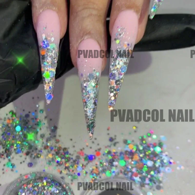 Голографический блестящий для ногтей порошок лазер нестандартные блестки