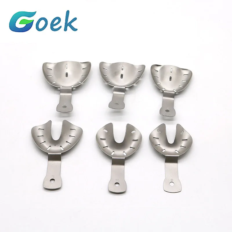 

6pcs/set Dental Impression Holder Trays Stainless Steel Dentistry Supply Materials S M L Dental Consumable Lab Tool