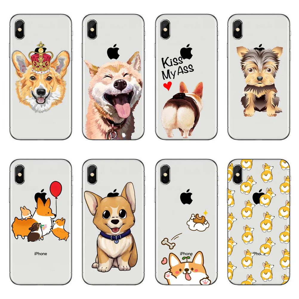 Cute funny Little short legs corgi For iPhone X 6 6S Plus 5 5S SE 7 8 Sexy Cartoon Dog Ass clear soft silicone Phone Cover |