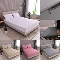 zipper detachable mattress protector solid color brushed six sided full enclosed dust cover tatami bed cover 140x200160x200cm