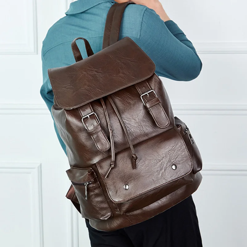 Рюкзаки для путешествий из искусственной кожи отдыха Винтажный Мужской кожаный