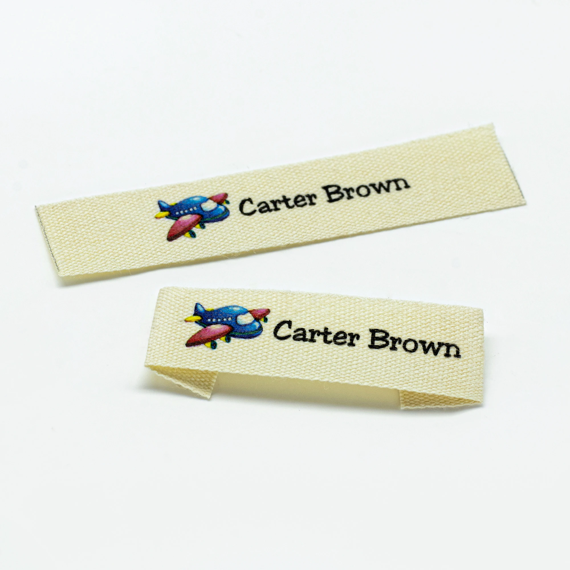 

Custom Clothing Labels - Personalized Brand , Organic Cotton Ribbon Labels , Logo or Text, Beige Sewing Labels (FR160)