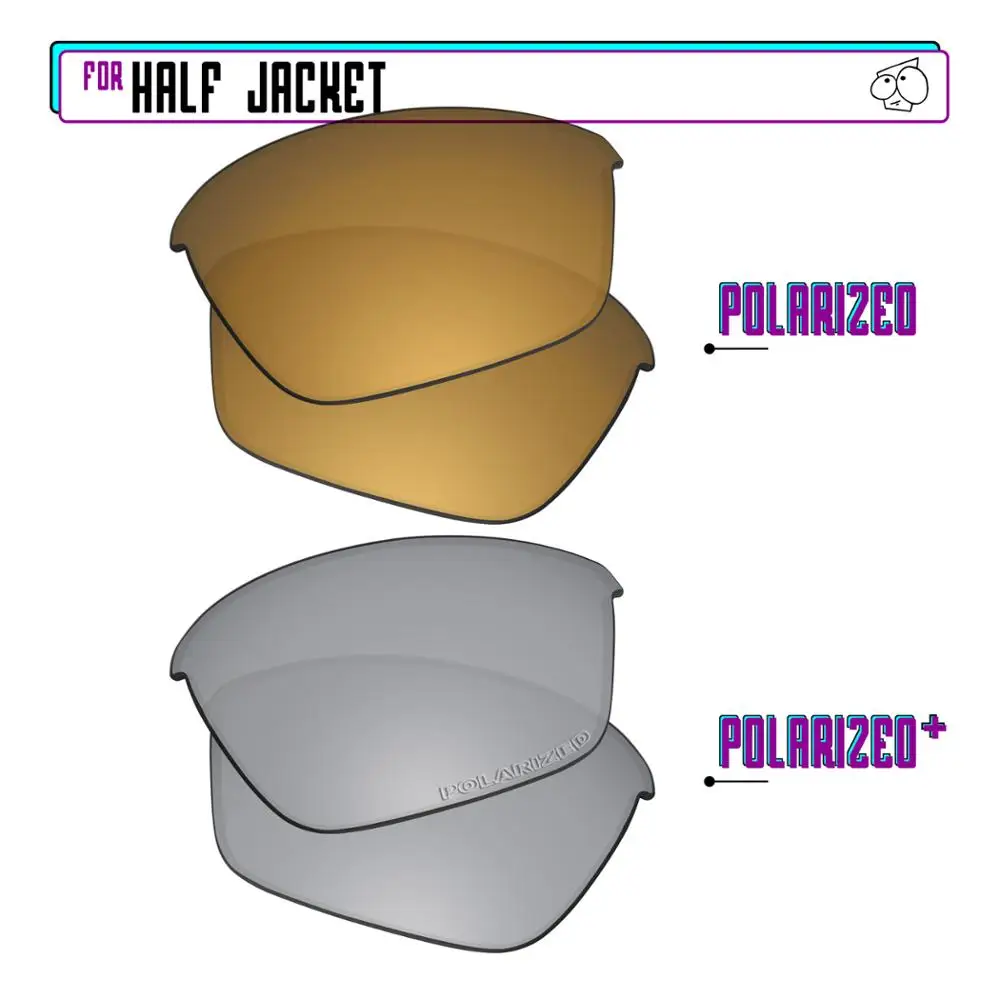 EZReplace Polarized Replacement Lenses for - Oakley Half Jacket Sunglasses - Sir P Plus-GunmetalP