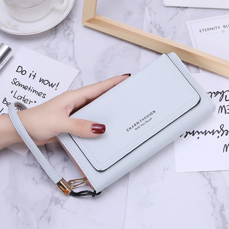 Корейский модный Дамский кошелек на запястье длинный женский из искусственной