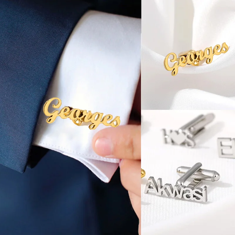 

Personalized Customized Name Logo Cufflinks Custom Engraved Name Initials Cufflinks Men's Buttons Boyfriend Shirt Cuffs Jewelry
