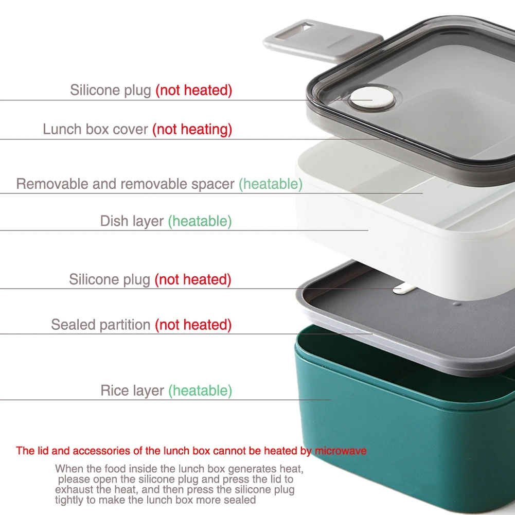 

Portable Double Layer Lunch Box Microwavable Bento Picnic Food Container
