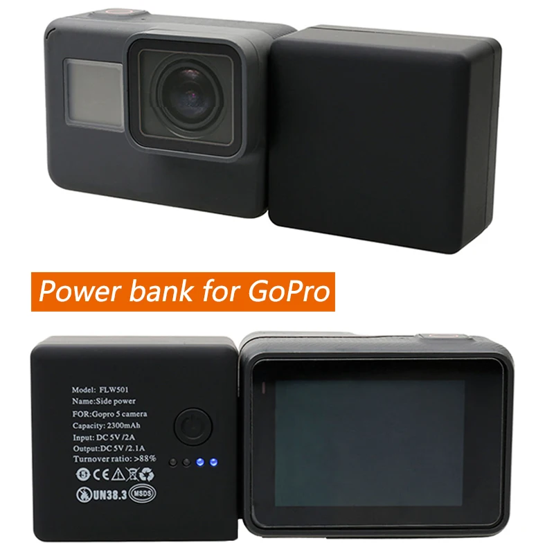 Расширенный аккумулятор для GoPro 5 Go Pro 6 7 черный Водонепроницаемый защитный чехол
