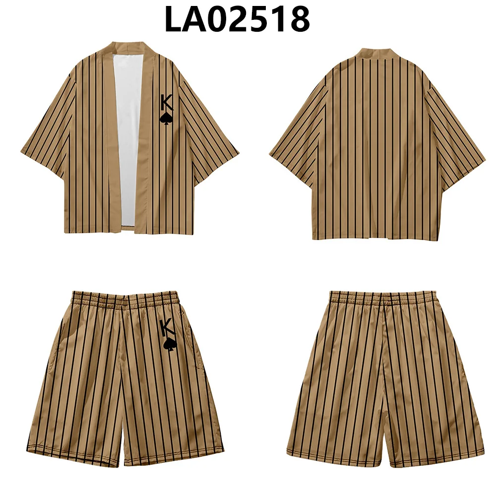 

Men Haori Yukata Kimono Samurai Costume Kimono Cardigan And Shorts Sets Japanese Kimono