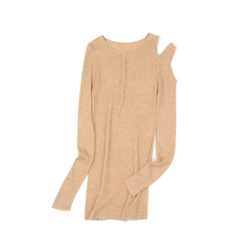 

Europe and the United States new hot selling medium high quality thin off shoulder knitwear fashion outdoor leisure slim sweater