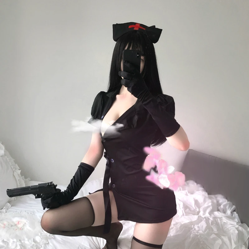 Униформа медсестры в стиле панк Харадзюку ультракороткое платье сексуальное