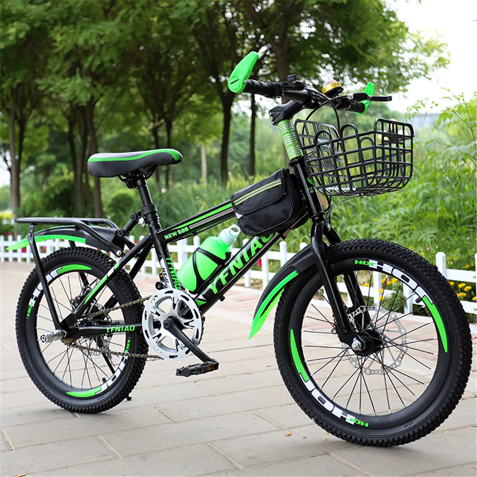 Детский велосипед 18 дюймов с 2 задними тренировочными колесами Нескользящий