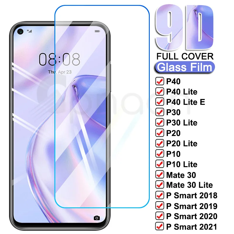 

Закаленное стекло 9D для Huawei P30 P40 Lite E P Smart Z S 2019 2021, Защитное стекло для экрана P20 Pro P10 Mate 30 Lite, защитная пленка