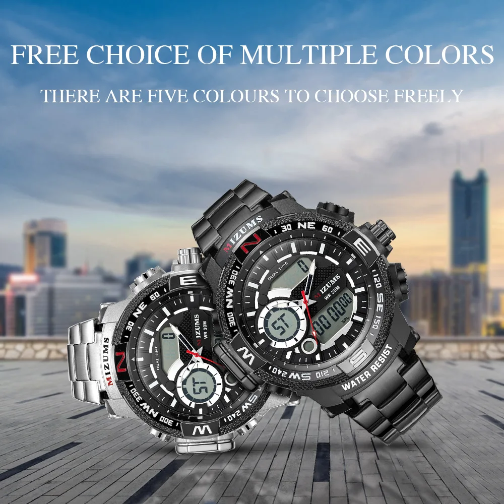 

Sports Fashion Men's Led Electronic Display Quartz Watch Top Quality Brand Gold Steel Watch For Men's Waterproof Wrist Watch