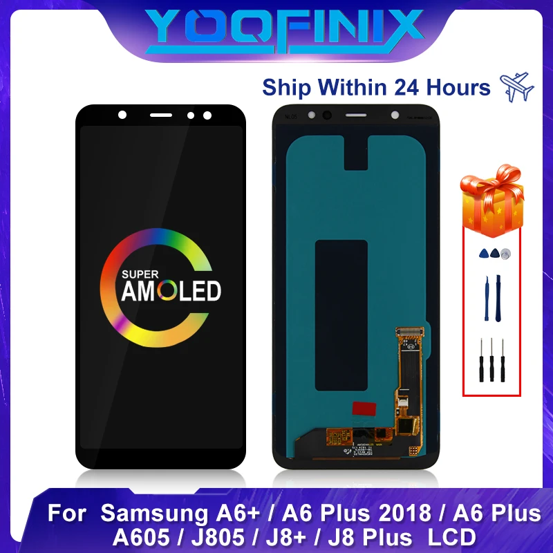 ЖК-дисплей 6 0 дюйма Super AMOLED для Samsung Galaxy A605 A6 Plus 2018 сменные детали сборки ЖК-дисплея