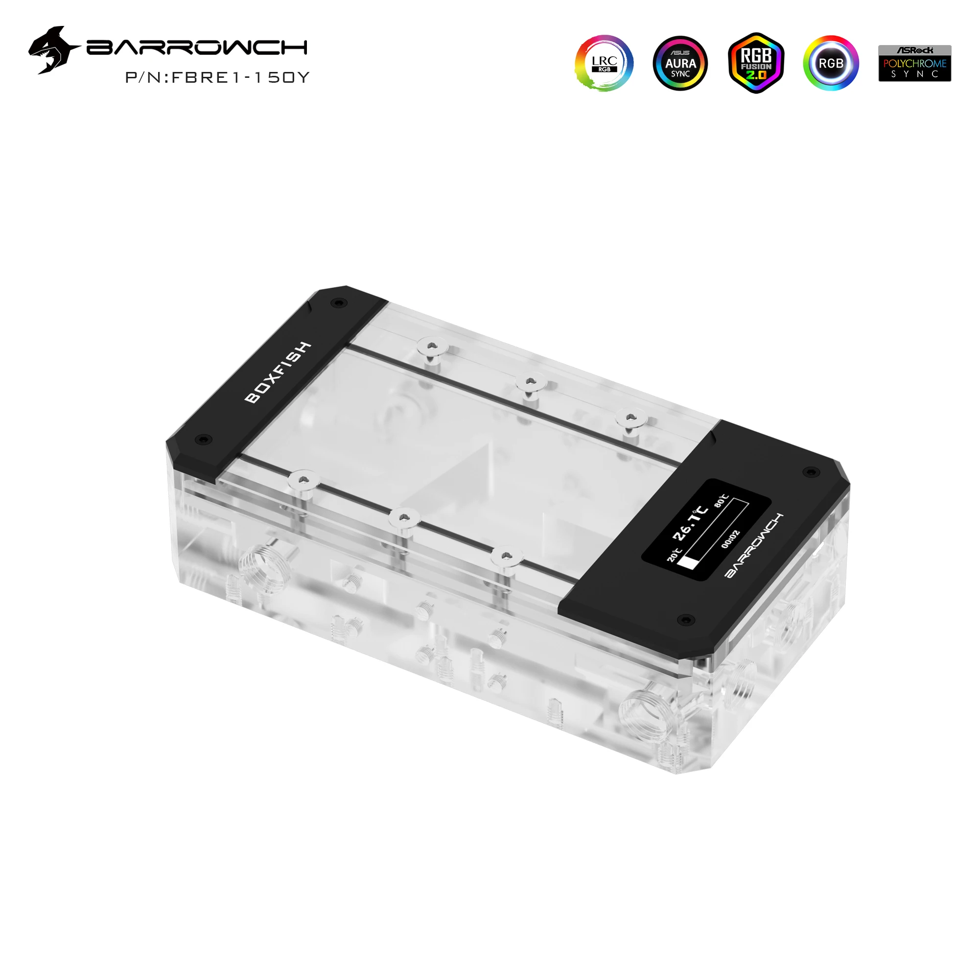 Акриловый квадратный резервуар Barrowch Box Fish серии + цифровой термометр с OLED