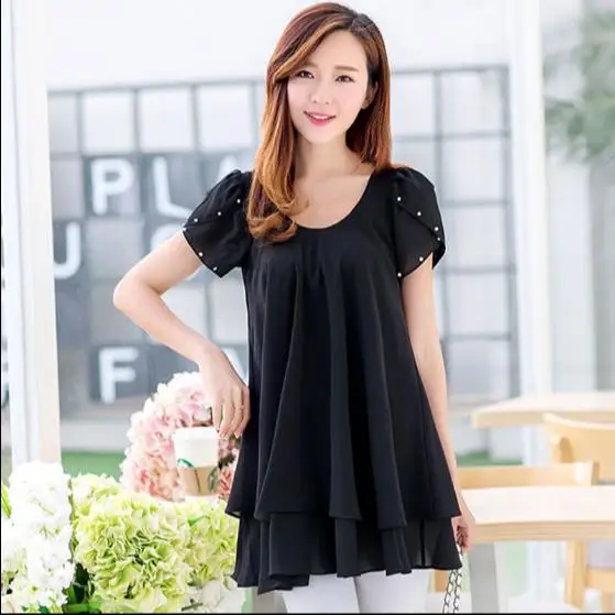 Летняя женская одежда Tops 2019 Новое кимоно поддельные две части шифоновая блуза с