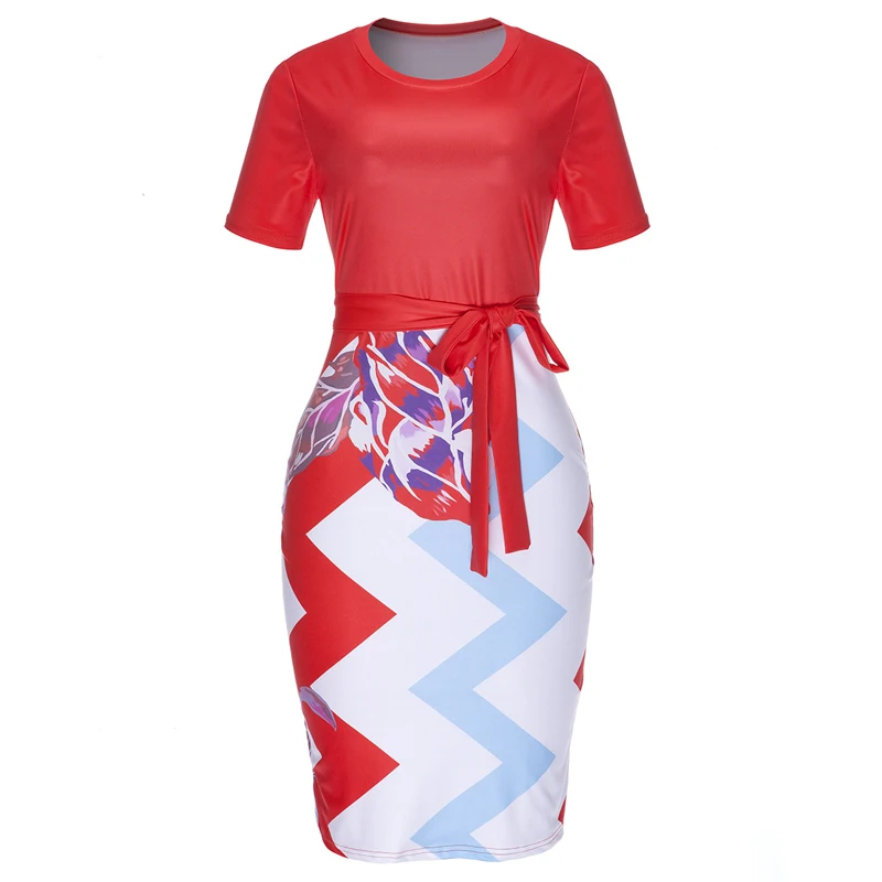 Женское сексуальное облегающее платье с коротким рукавом и цветочным принтом