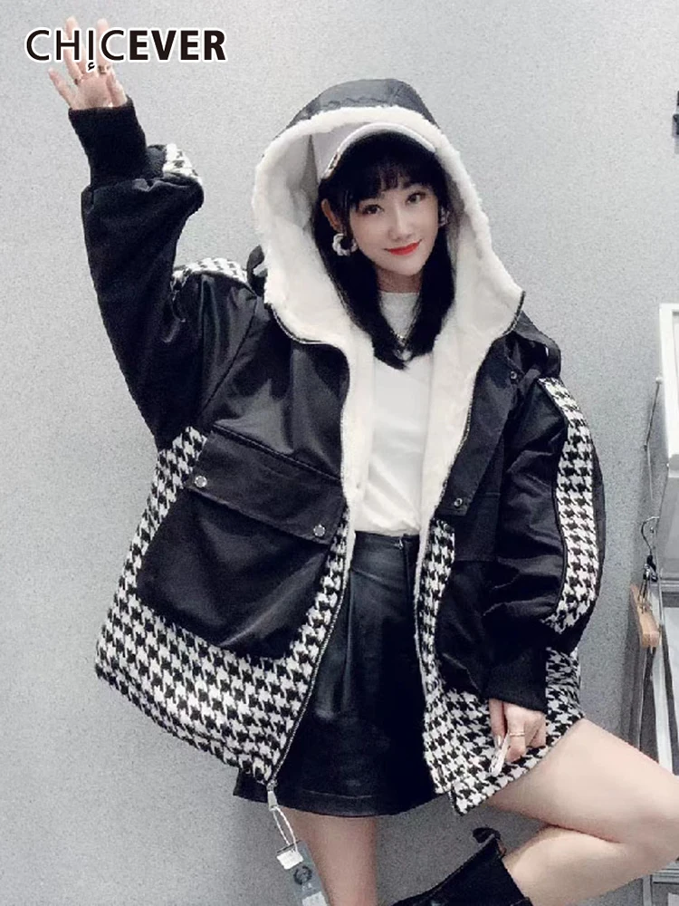 

CHICEVER повседневное лоскутное цветное пальто с капюшоном и длинным рукавом, модная куртка для женщин, 2021 осенний стиль