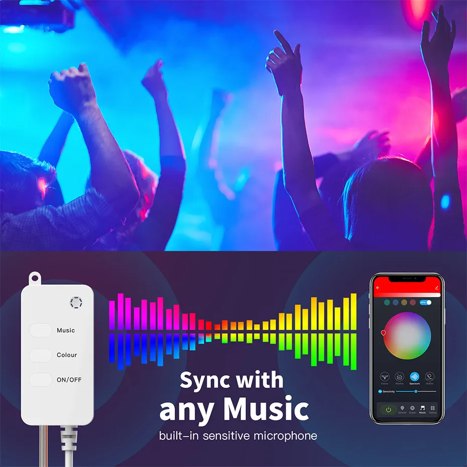 Tuya Smart WiFi светодиодные гирлянды светильник s Dreamcolor 10 м 100LED RGB RGBIC с питанием от USB