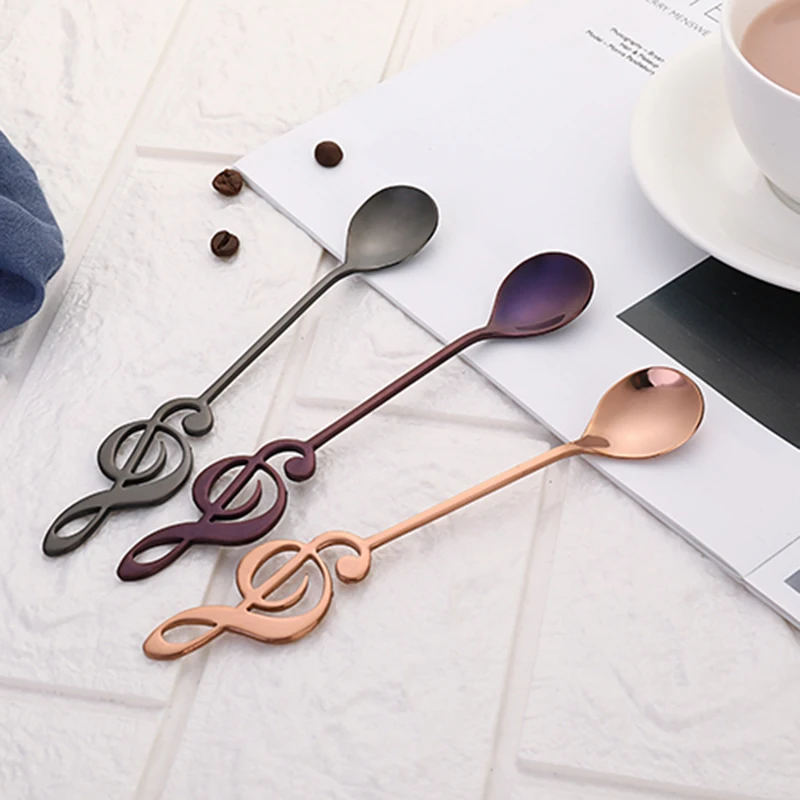 

1PC Musical Notes Spoon Easy To Clean 304 Stainless Steel Creativity Coffee Stirring Spoon For Household Tableware Accessories