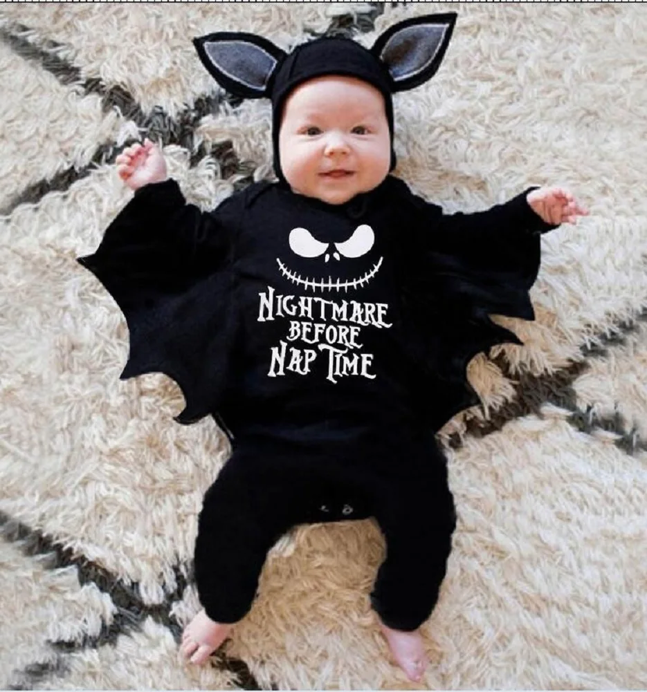 

Комбинезон с шапочкой и штанами для новорожденных, с рукавами летучая мышь и мультяшным принтом