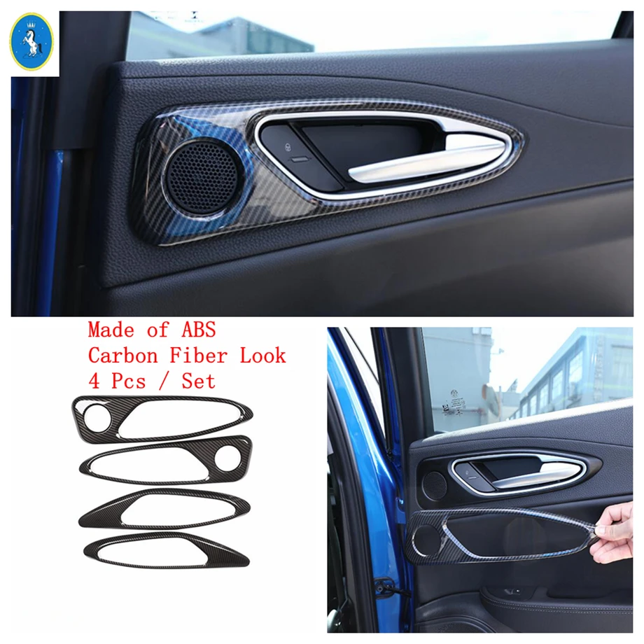 

Yimaautotrims Carbon Fiber Look Interior Refit Kit For Alfa Romeo Giulia 2016 - 2020 Air AC / Gearbox Panel Door Bowl Cover Trim