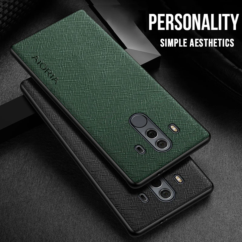 

For Huawei Mate 10 Pro Case PU Leather Cases Silicone Around Edge Business High Quality Back Cover