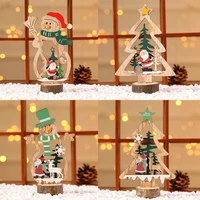 wooden christmas ornaments desktop ornaments santa claus snowman crafts creative patterns home decoration bar small ornaments