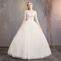 wedding dress 2021 new cheap half cap sleeve princess illusion wedding dresses can custom made vestido de noiva f