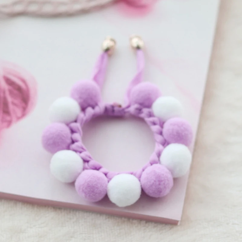 Plush Ball Bead Cute Cat Collar Woven Purple Sweet Dog Pet Necklace Scarf Kitty Accessories Puppy Neck Strap Yorkie Chihuahua | Дом и сад