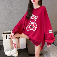 oversized womens clothing cute bear hoodie women thin 2021 spring and autumn loose long sleeve office lady tops