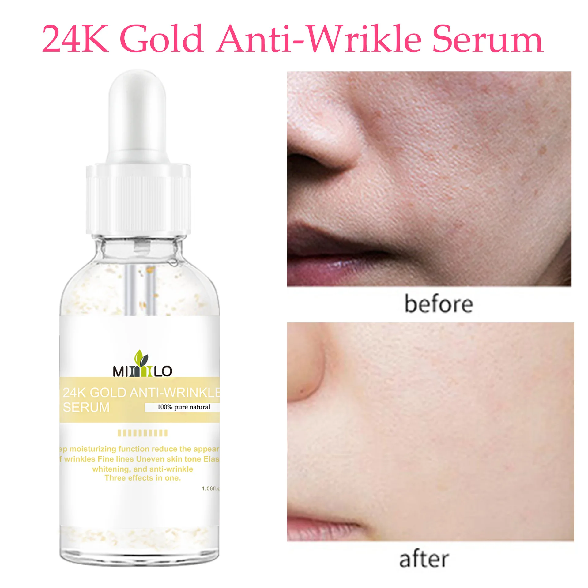 

30ml 24K Gold Leaf Essence Serum Hydrating Moisturizing Gold Liquid serum facial Anti-wrinkle face serum skin care products