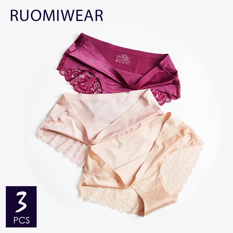 RMW 3 шт бесшовное женское нижнее белье нейлон шелк растягивающееся для дам хлопок