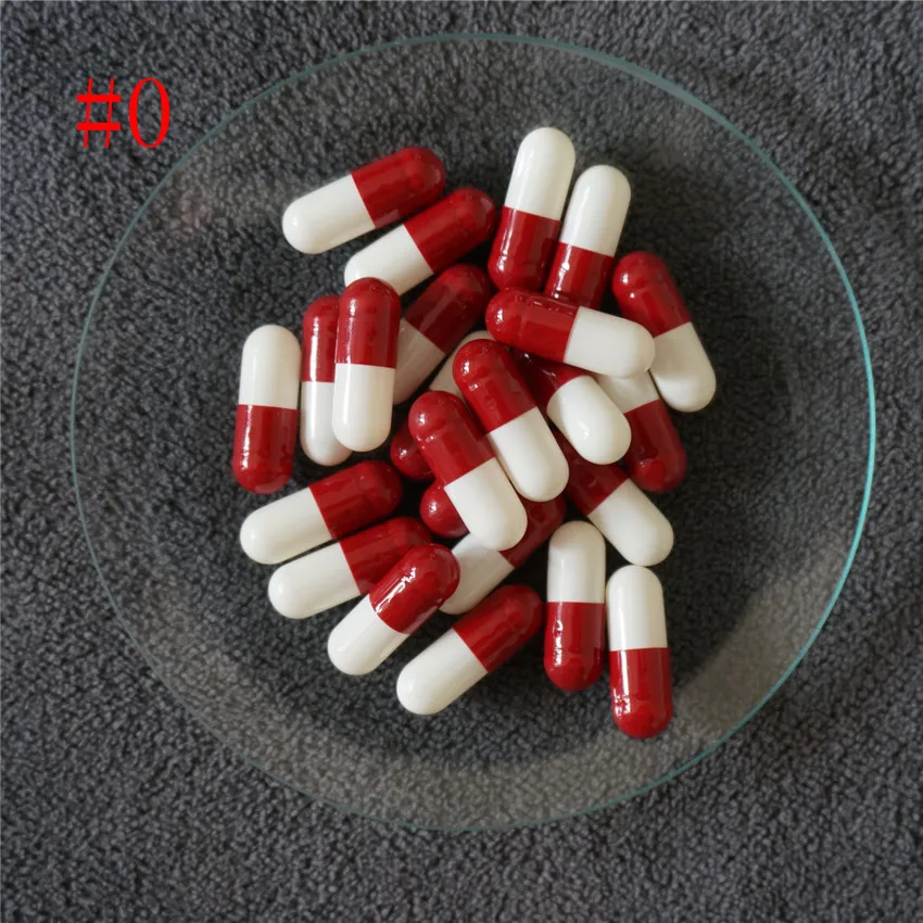 

0# 10000pcs Portable Empty Hard Gelatin Capsules,DIY Hollow Gelatin Capsules ,Dark Red and White Joined or Separated Capsules