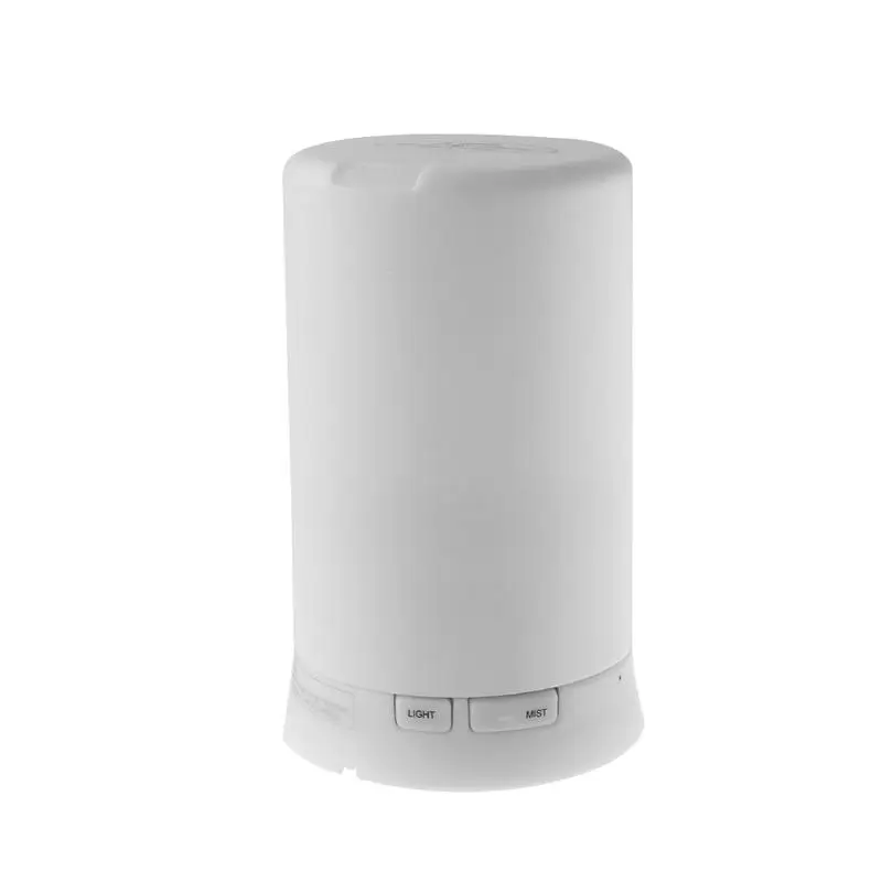

100ml Mini Cylinder Shaped LED Utrasonic Aroma Diffuser Humidifier Purifier Mist Maker with UK-Plug Power Adapter (White)