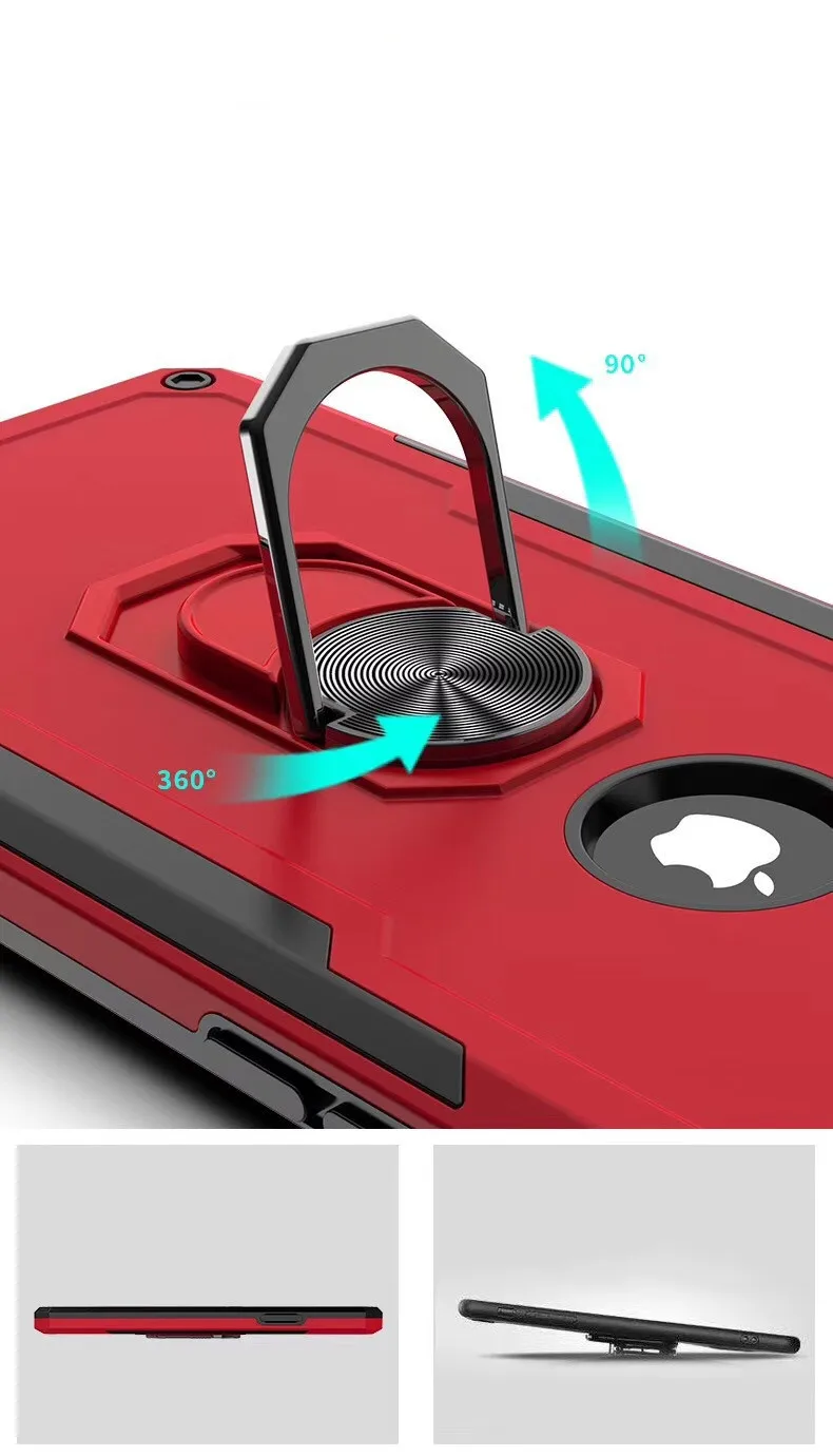 Case for iPhone 11 Pro Max X XS XR With Metal Finger Ring Bracket Blade Car Cover For 7 8 6 Plus Plain Protective |