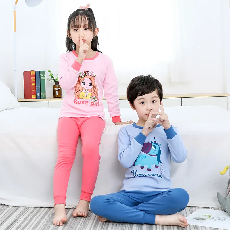 Весенние детские пижамы для девочек комплекты мальчиков и одежда с героями