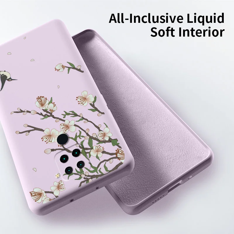 

Thin Fllower Pattern Phone Case For Redmi 10X4G 10X5G 10XPro 9 9A Note 8 8Pro 7 7Pro Redmi K30 K20 Liquid Silicone Cover
