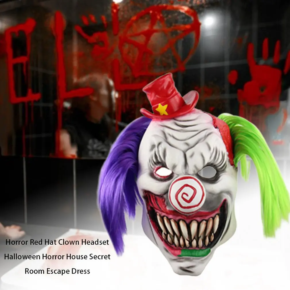Страшная красная шляпа клоун головной убор Хэллоуин страшный дом с привидениями
