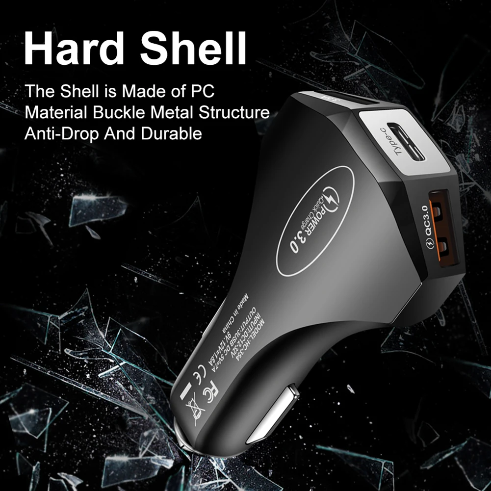 

USB Car Charger QC3.0 USB Type-C Fast Charging Auto Charger Cell Phone Socket Adapter Power Outlet Cell Phone Charger for Car